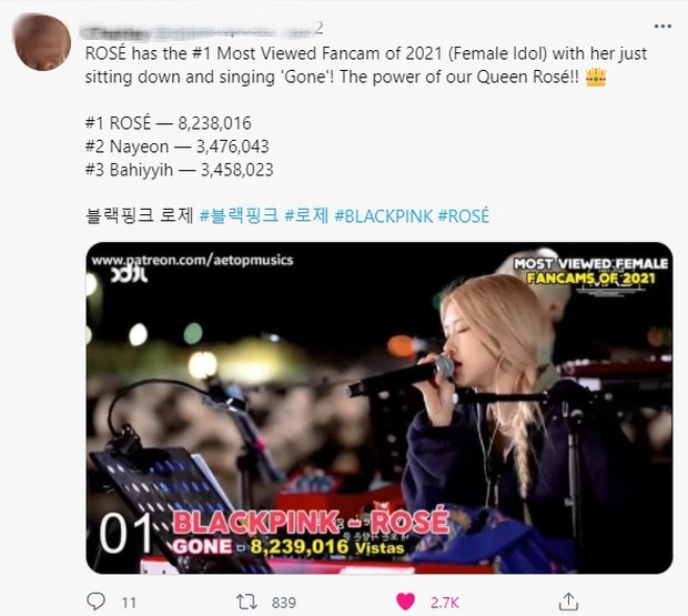 Ai chê Rosé (BLACKPINK) nhạt thì bước ra đây: Bà hoàng fancam, kẻ nắm giữ No.1 lượt view 2 năm liên tiếp! - Ảnh 2. Ai chê Rosé (BLACKPINK) nhạt thì bước ra đây: Bà hoàng fancam, kẻ nắm giữ No.1 lượt view 2 năm liên tiếp! - Ảnh 2.