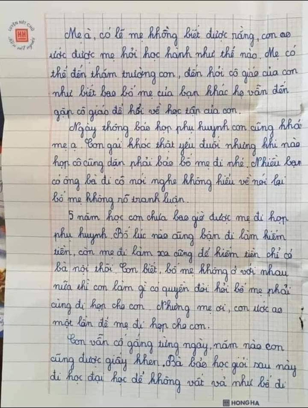 Bức thư gửi mẹ của cô bé lớp 5 khiến người đọc rơi nước mắt - Ảnh 2.
