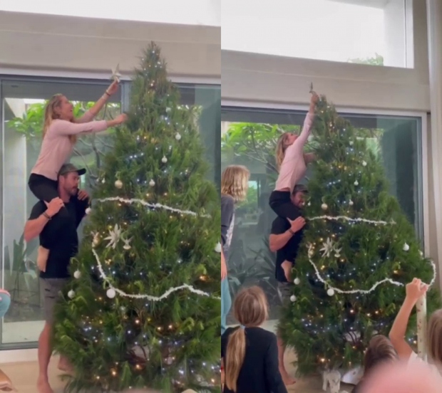Chris Hemsworth than phiền về cột sống sau khi trang trí cây thông Noel - Ảnh 1.