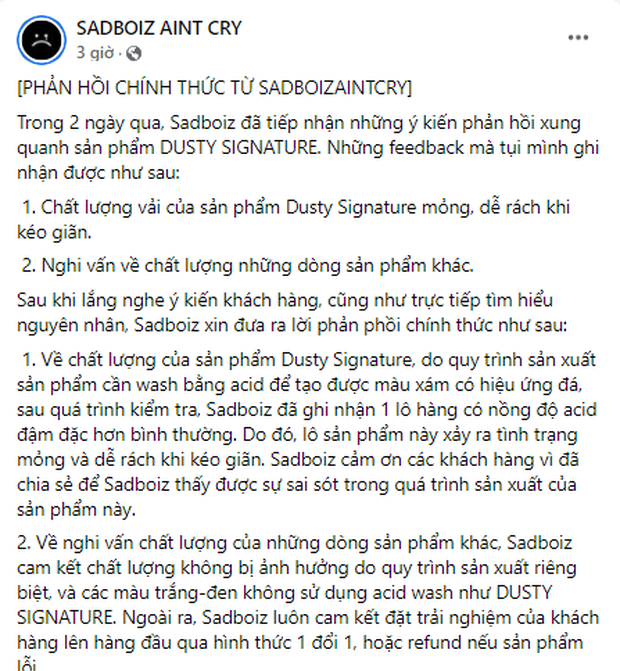 Local brand Sài Gòn bị ném đá bởi chiếc áo phông 500k quá tệ: Chủ shop thừa nhận sử dụng acid nồng độ đậm đặc, sẽ ngừng sản xuất lô hàng - Ảnh 9.