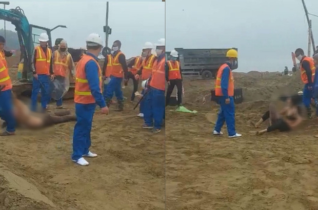 Xôn xao clip nhóm phụ nữ chỉ mặc áo ngực bị kéo lê tại công trường - Ảnh 1. Xôn xao clip nhóm phụ nữ chỉ mặc áo ngực bị kéo lê tại công trường - Ảnh 1.