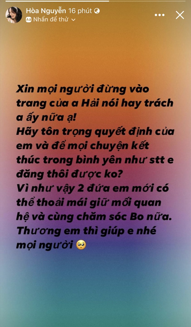 Netizen tràn vào trang cá nhân tấn công bạn trai thiếu gia, Hòa Minzy có động thái bảo vệ, dành sự tôn trọng tuyệt đối cho người cũ - Ảnh 2.