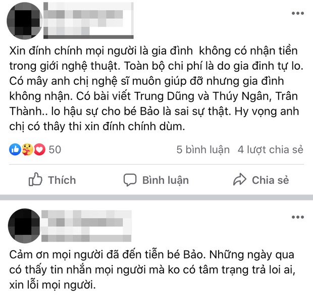 Xuất hiện thông tin Thuý Ngân, Trấn Thành lo hậu sự cho sao nhí Gạo Nếp Gạo Tẻ, người nhà lên tiếng đính chính - Ảnh 2.