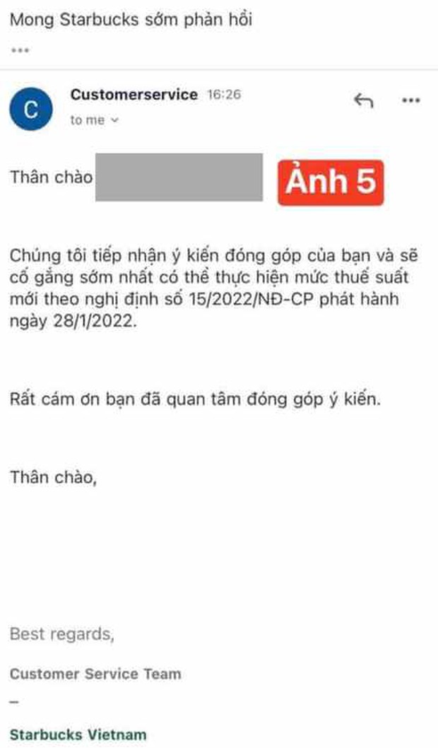 Phía Starbucks trả lời thế nào khi khách email chất vấn chuyện không giảm thuế VAT từ 10% xuống còn 8%? - Ảnh 3.