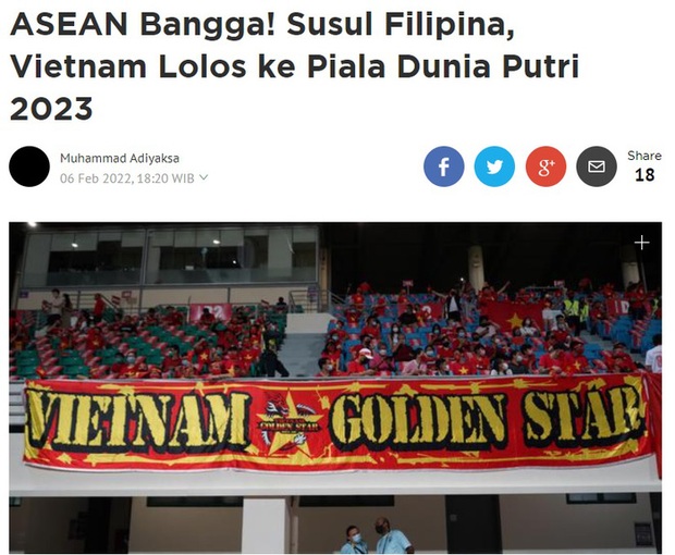 Báo chí quốc tế chúc mừng tuyển nữ Việt Nam giành vé đến World Cup nữ 2023: Niềm tự hào ASEAN” - Ảnh 1.