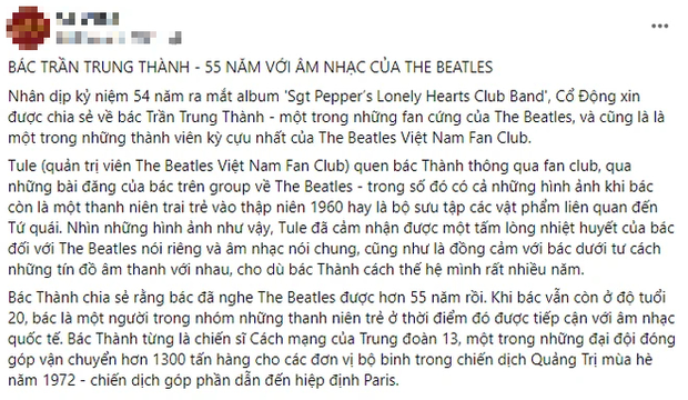 Fanboy The Beatles 75 tuổi ở Việt Nam: giữa chiến trường vẫn lạc quan nhờ âm nhạc thần tượng, lập ban nhạc đi đâu cũng được trầm trồ! - Ảnh 1. Fanboy The Beatles 75 tuổi ở Việt Nam: giữa chiến trường vẫn lạc quan nhờ âm nhạc thần tượng, lập ban nhạc đi đâu cũng được trầm trồ! - Ảnh 1.