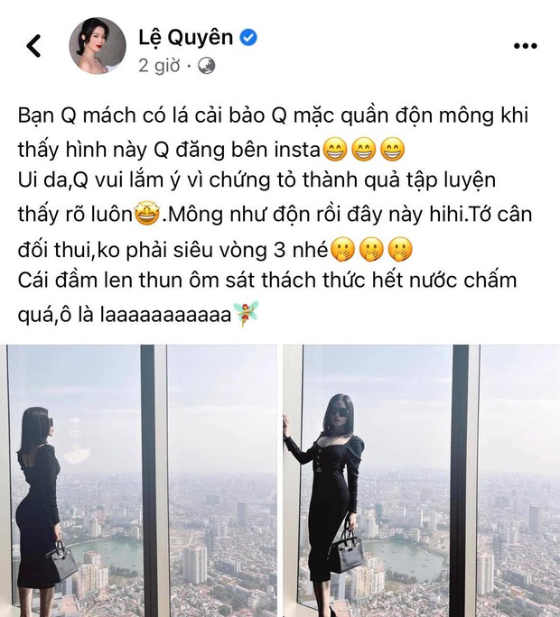 Lệ Quyên đáp trả nghi vấn độn vòng 3, nhưng bức ảnh đi kèm sao thấy mỏi lưng quá? - Ảnh 2.