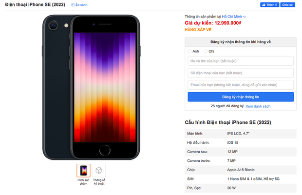 Đây là giá bán của iPhone SE 3 khi về Việt Nam, không còn dưới 10 triệu đồng nữa? - Ảnh 5.