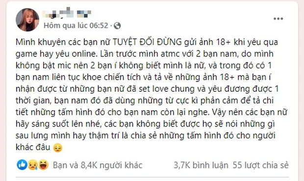 Nữ game thủ cảnh báo: Tuyệt đối đừng gửi ảnh 18+ khi yêu qua game vì chính những gì mình từng phải chịu - Ảnh 1.