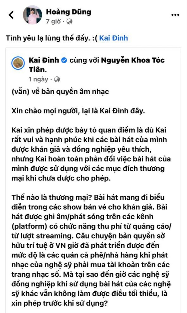 Hoàng Dũng chỉ trích fan Nam Em bênh vực thần tượng mù quáng, đồng cảm với Kai Đinh vì cũng đã bị người khác cover trái phép - Ảnh 3.