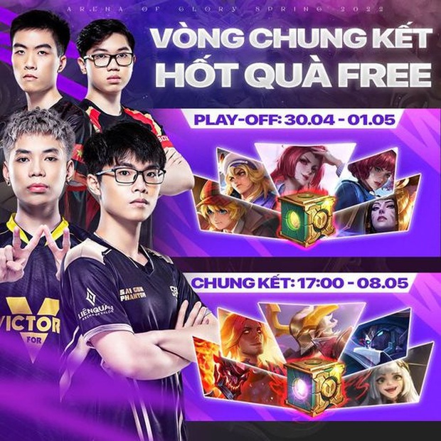 Liên Quân Mobile: Game thủ nhận hàng loạt skin và quà tặng khi xem Playoffs Đấu Trường Danh Vọng Mùa Xuân 2022 - Ảnh 1.