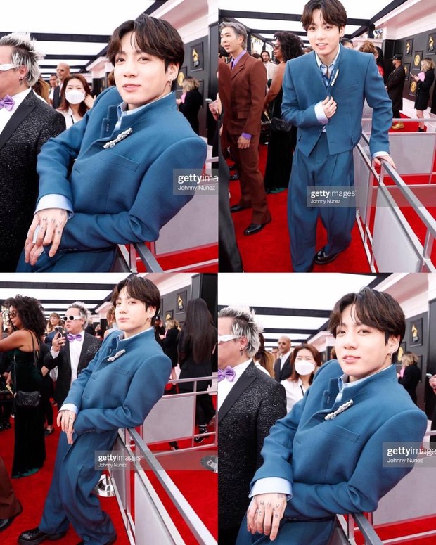 BTS wears the whole Louis Vuitton tree and goes on Grammy 2022: The youngest Jungkook poses a strange pose, what's wrong with Jin's hand?  - Photo 7.