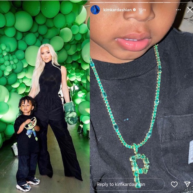 Kim Kardashian tặng sinh nhật con trai vòng ngọc lục bảo đắt đỏ - Ảnh 1. Kim Kardashian tặng sinh nhật con trai vòng ngọc lục bảo đắt đỏ - Ảnh 1.