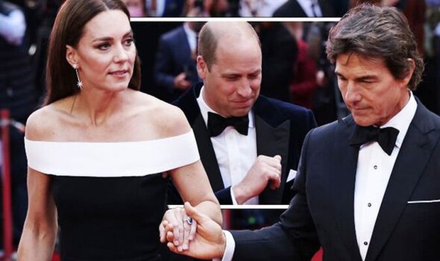 Dìu tay Công nương Kate trên thảm đỏ, Tom Cruise bị chất vấn với chi tiết bất thường, phản ứng của Hoàng tử William gây chú ý - Ảnh 4.