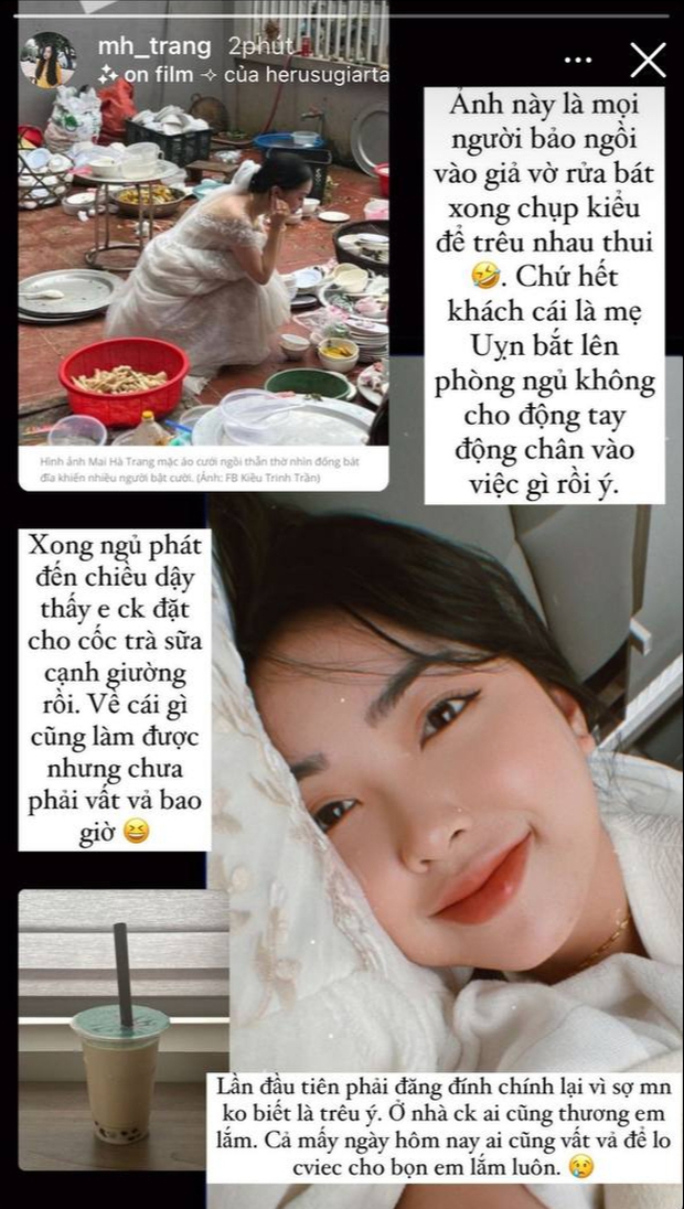 Ha Duc Chinh's wife voiced her innocence for her husband's family after a photo of her wearing a wedding dress to wash dishes - Photo 3.