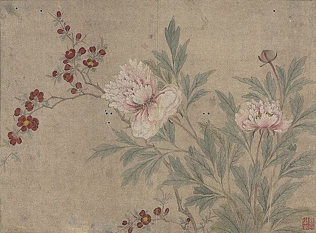 Hoa nở trong Cố cung - Thược dược: Loài hoa tháng Năm hiện lên đầy tinh tế trong tranh cổ Trung Quốc - Ảnh 7.