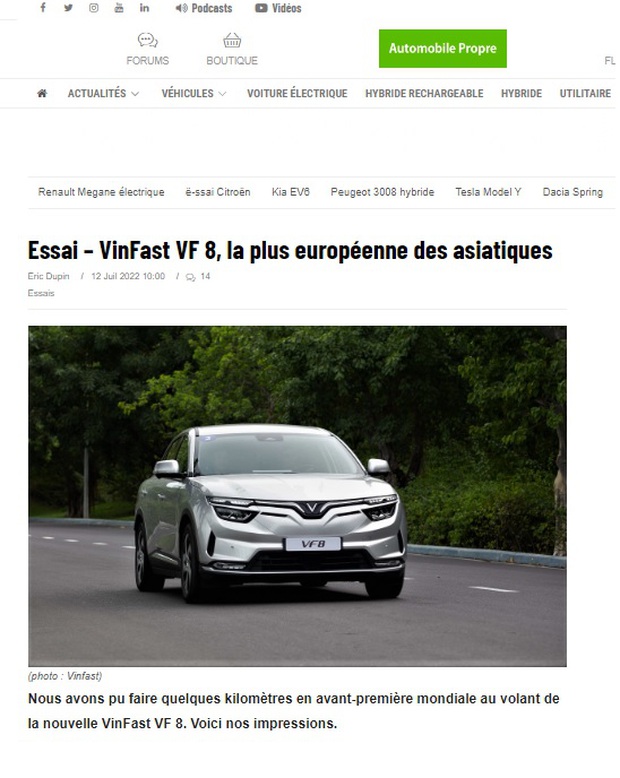 Automobile Propre: VinFast VF 8 là chiếc xe mang “tính Âu” nhất của ngành ô tô châu Á - Ảnh 2.