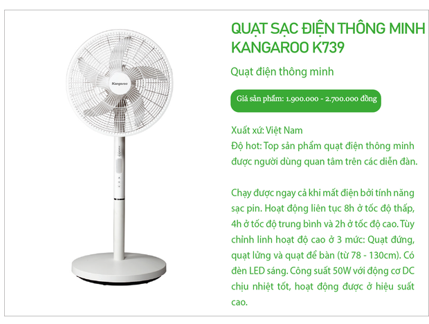 3 quạt điện thông minh Trung, Nhật, Việt: Không cần cắm điện, điều chỉnh đến 100 mức gió - Ảnh 5.