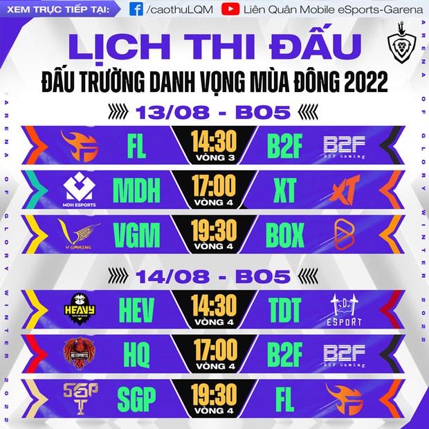 Lịch thi đấu vòng bảng của Đấu Trường Danh Vọng Mùa Đông 2022 - Ảnh 5.