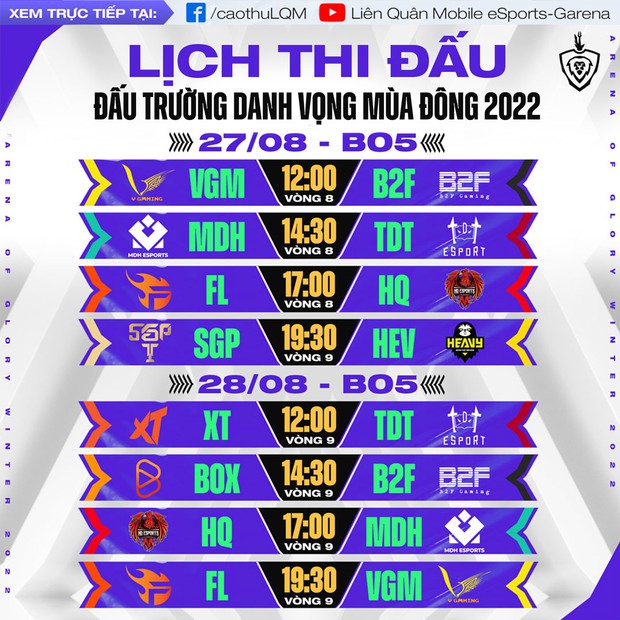 Lịch thi đấu vòng bảng của Đấu Trường Danh Vọng Mùa Đông 2022 - Ảnh 9.