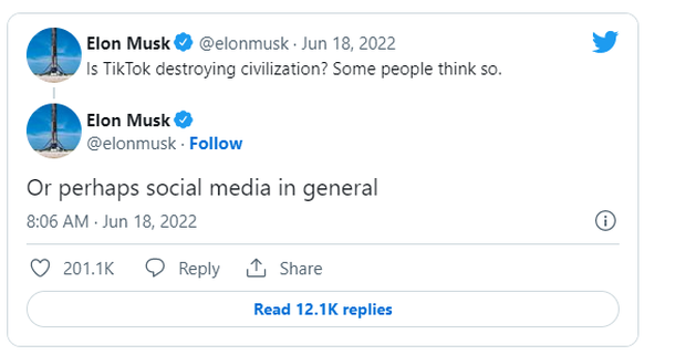 Elon Musk: TikTok đang đẩy nhanh quá trình thoái trào của một nền văn minh - Ảnh 2.