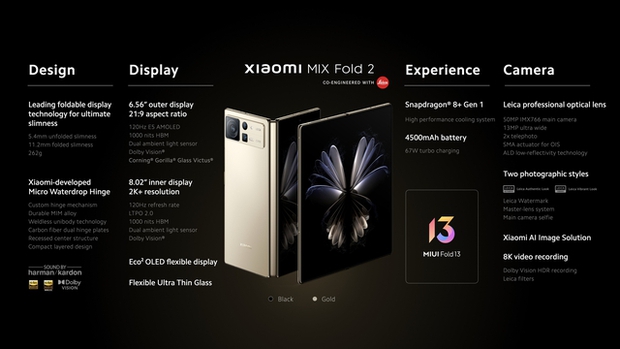 Xiaomi MIX Fold 2 ra mắt: Thiết kế siêu mỏng, camera Leica, Snapdragon 8+ Gen 1, giá 31 triệu đồng - Ảnh 6.
