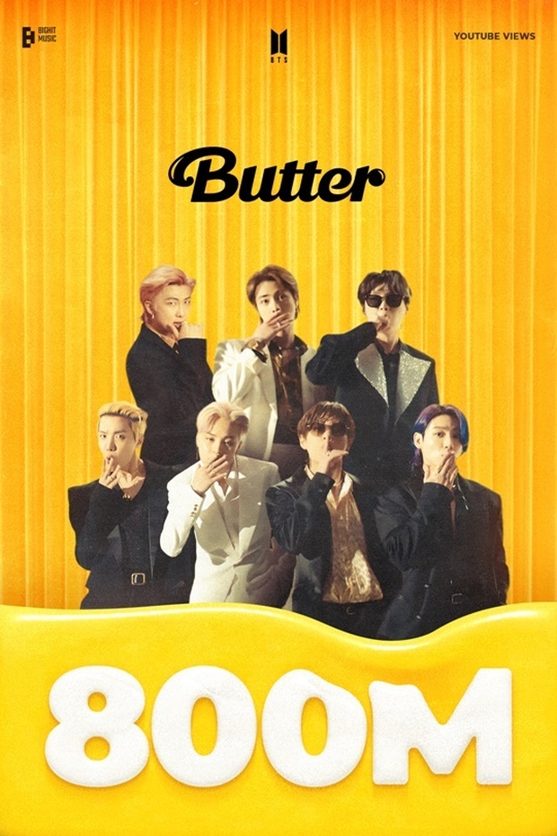 “Butter” của BTS đạt 800 triệu lượt xem - Ảnh 1.