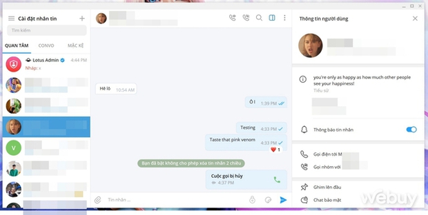 Trải nghiệm sớm Lotus Chat: Nhanh mượt, thu âm cuộc gọi, chat ẩn danh và cấm xóa tin nhắn - Ảnh 9.