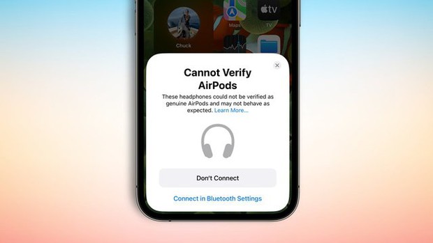 iOS 16 cảnh báo khi dùng AirPods nhái - Ảnh 1.