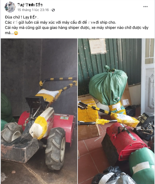 Anh shipper ‘khóc tiếng mán’ vì phải giao đơn hàng Tết ‘bất ổn’: Máy cày bừa! - Ảnh 1.