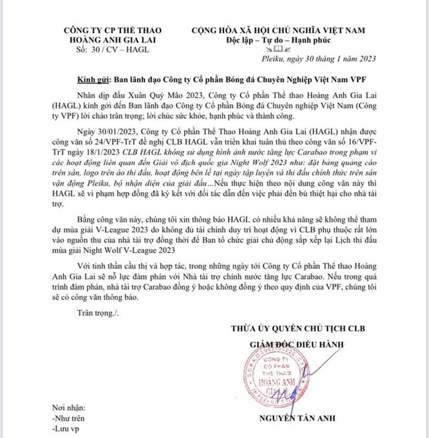 Phản ứng VPF, HAGL tuyên bố không tham dự V-League 2023 - Ảnh 2. Phản ứng VPF, HAGL tuyên bố không tham dự V-League 2023 - Ảnh 2.