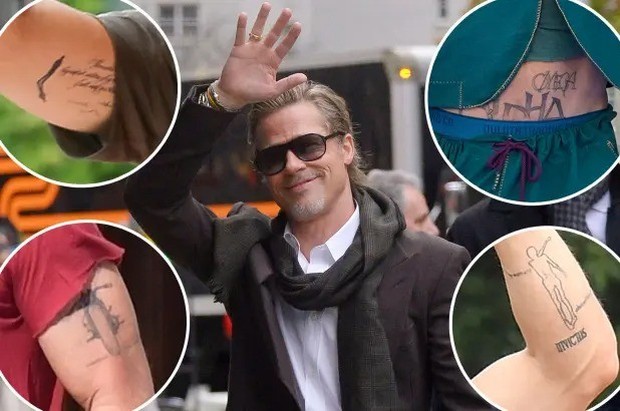 Nhiều hình xăm trên cơ thể Brad Pitt liên quan đến Angelina Jolie - Ảnh 1.