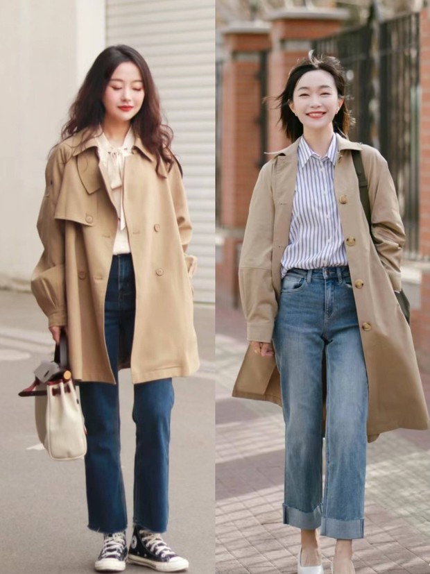 Trench coat và quần jeans: Cặp đôi thanh lịch, hack chiều cao, giấu mọi nhược điểm vóc dáng