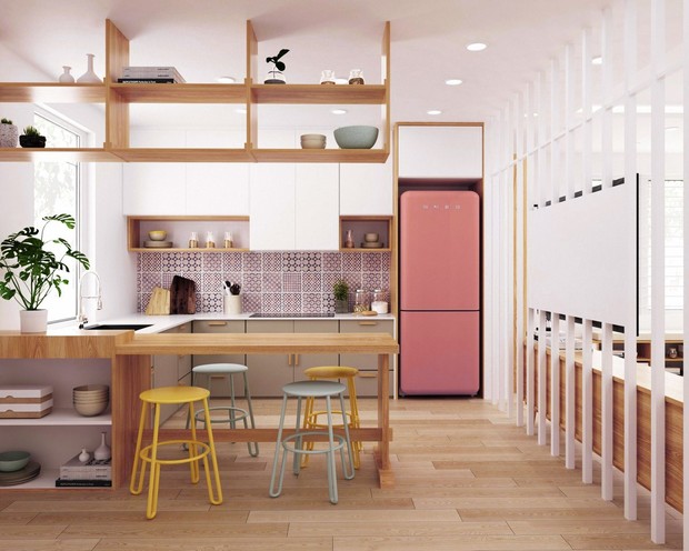 Những căn bếp màu hồng tạo điểm nhấn xinh xắn cho ngôi nhà - Ảnh 5.