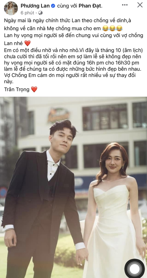 Trước ngày theo chàng về dinh, cô dâu Phương Lan nhắn gửi 1 thay đổi quan trọng tới các khách mời - Ảnh 2.