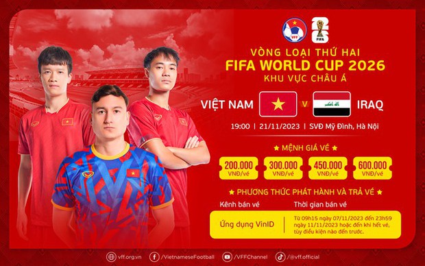 Hướng dẫn mua và nhận vé xem trận tuyển Việt Nam và Iraq ở vòng loại World Cup 2026 tại sân Mỹ Đình
