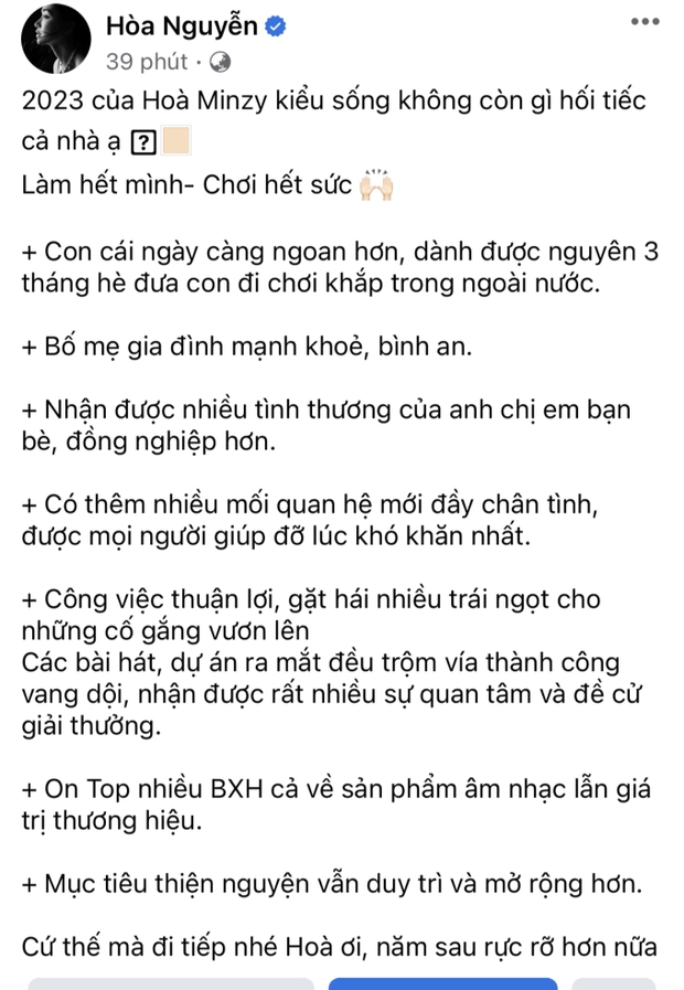 Sao Việt ngày cuối năm 2023: Hoà Minzy và dàn sao tổng kết loạt cột mốc đặc biệt, 1 đôi Vbiz tung ảnh cưới - Ảnh 2.