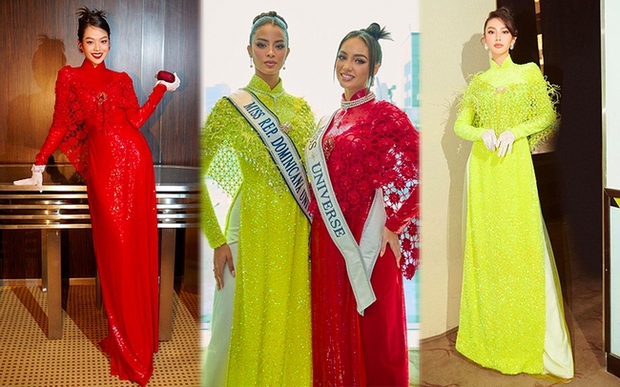Top 2 Miss Universe đụng áo dài với Hoa hậu Thùy Tiên và Thanh Thủy - Ảnh 8.