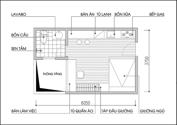 Tư vấn bố trí nội thất căn hộ 17m² hợp lý cho 2 người - Ảnh 1.