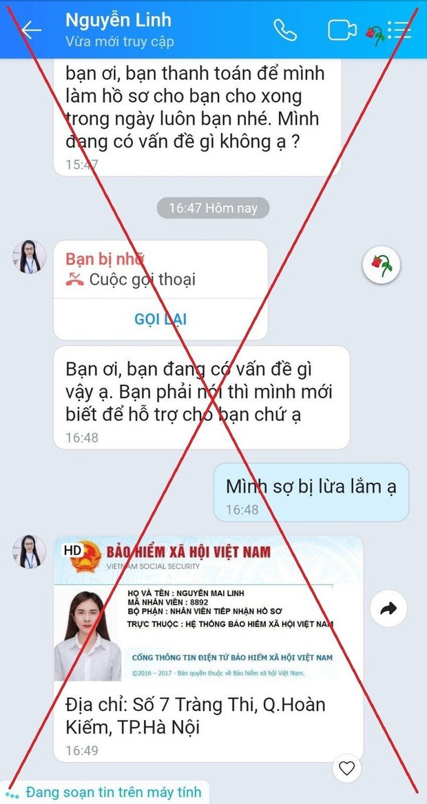 Mất tiền vì nhắn tin với fanpage giả mạo BHXH Việt Nam - Ảnh 1.