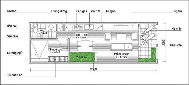Thiết kế và bố trí nội thất cho nhà cấp 4 rộng 40m2 - Ảnh 1.