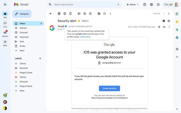Google khuyến cáo người dùng tìm kiếm ký hiệu màu xanh trong Gmail: Điều lạ là không phải ai cũng thấy - Ảnh 1.