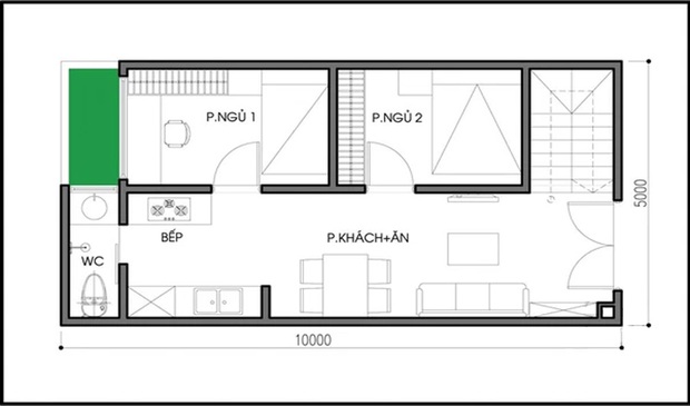 Thiết kế và bố trí nội thất nhà 2 tầng trên mảnh đất 50m² cho gia đình 3 thế hệ - Ảnh 1.