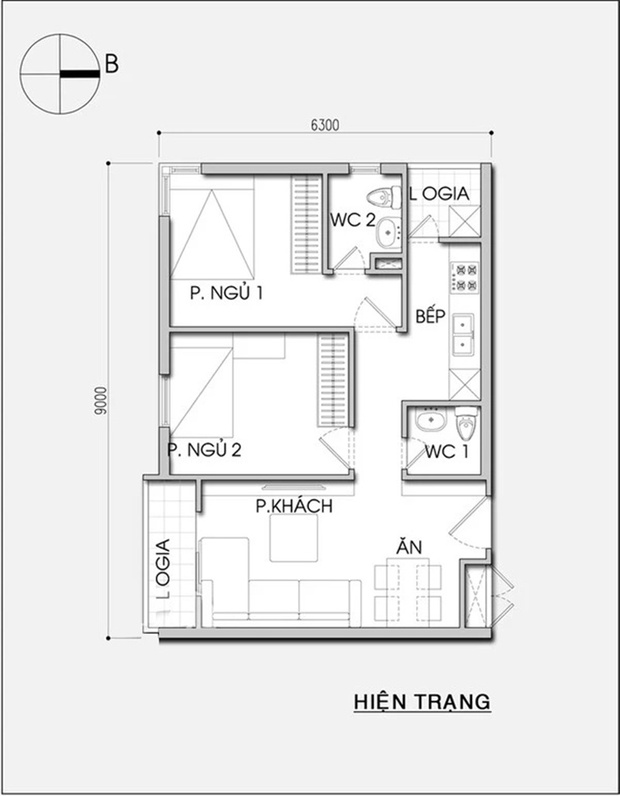 Cải tạo và bố trí nội thất căn hộ 56m2 thoáng đãng cho gia đình trẻ - Ảnh 1.