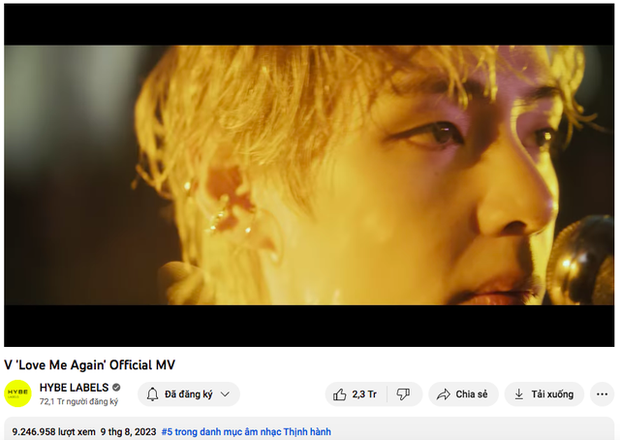 V (BTS) thể hiện hình ảnh đầy tình yêu trong MV mới, khiến lượt xem vượt trội so với anh em Jungkook