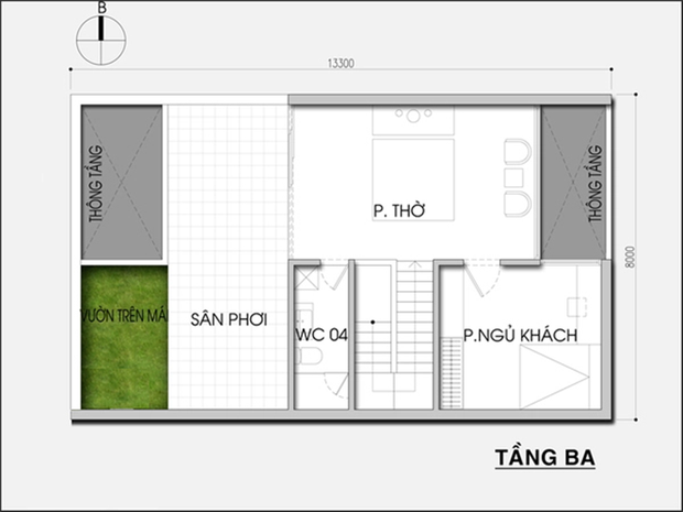 Thiết kế nhà 3 tầng với nhiều khoảng xanh thoáng mát - Ảnh 3.