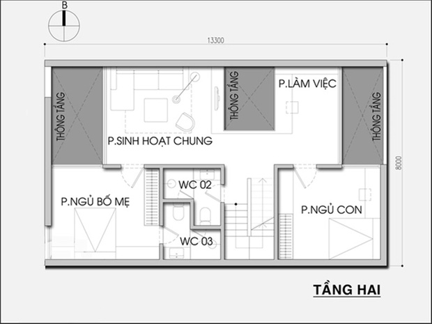 Thiết kế nhà 3 tầng với nhiều khoảng xanh thoáng mát - Ảnh 2.