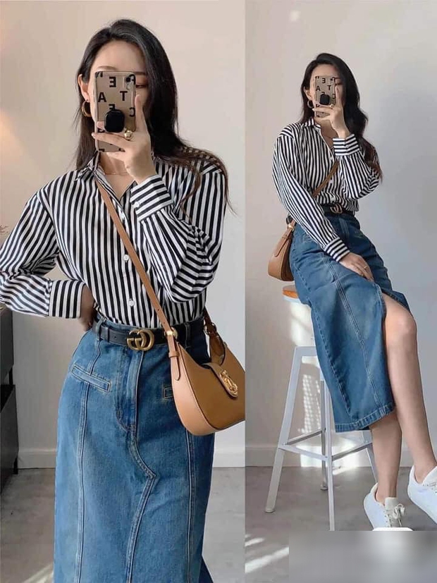 Chân váy denim + sơ mi: Cặp đôi hack tuổi vi diệu cho nàng công sở tuổi 30 - Ảnh 7.