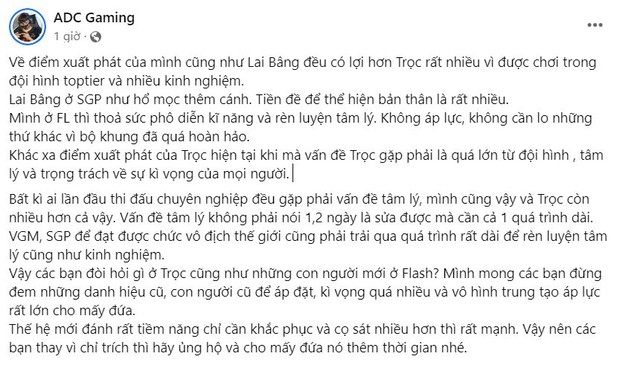 ADC nhận định tân binh được kỳ vọng nhất Team Flash: Mình và Lai Bâng có xuất phát điểm tốt hơn Bé Trọc rất nhiều - Ảnh 2.