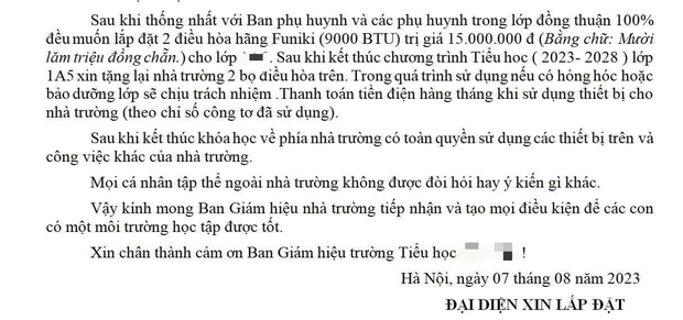 Phụ huynh tranh cãi sôi nổi: Học xong muốn lắp điều hòa cho con thì có cần tặng lại trường?